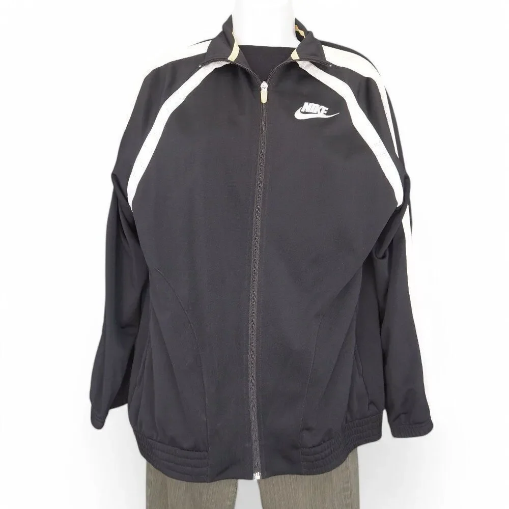 Nike Vintage Y2K Full Zip Track Jacket Black / White 253842-010 Women's M (8-10)